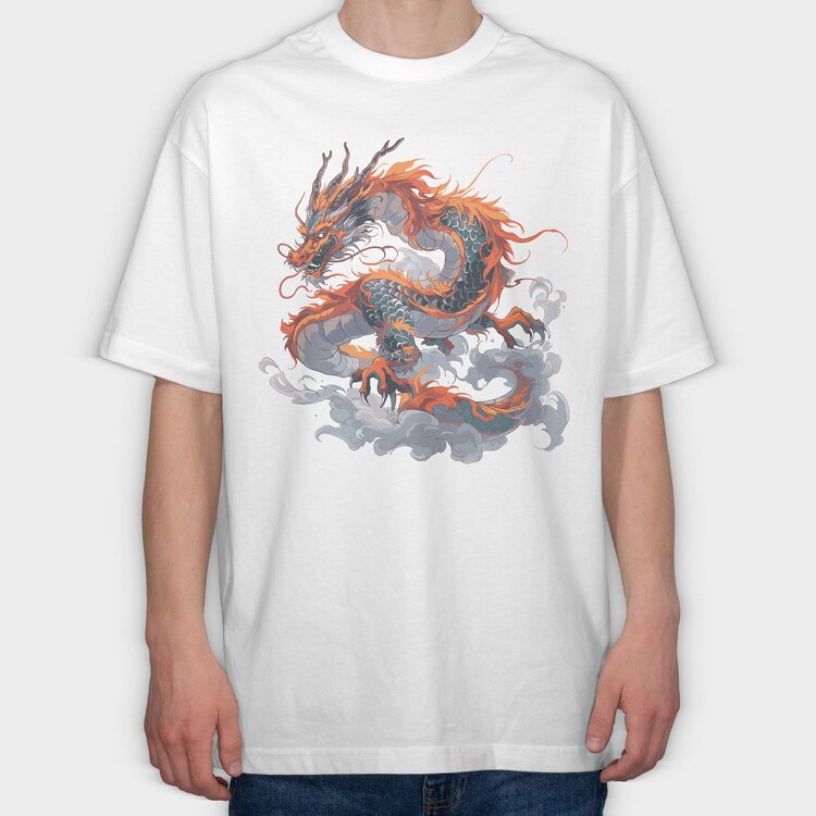 Dragon Chinese, Tricou Oversize Barbati (Unisex)