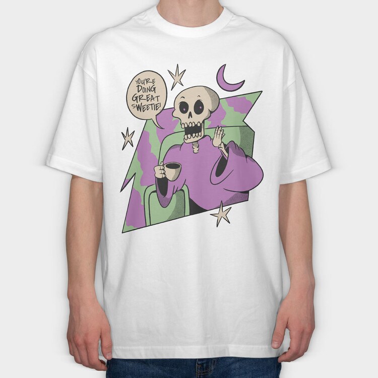 Supportive Skeleton Doing Great, Tricou Oversize Barbati (Unisex)