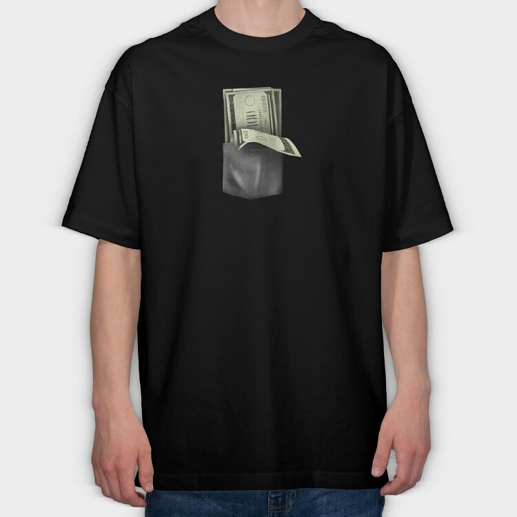 Realistic Money Pocket, Tricou Oversize Barbati (Unisex)