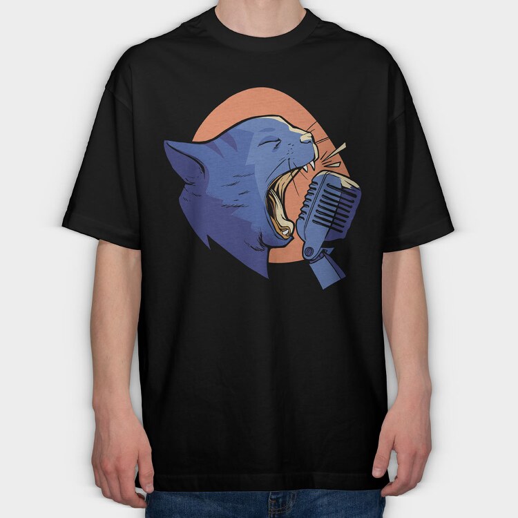 Cat Scream Mic, Tricou Oversize Barbati (Unisex)