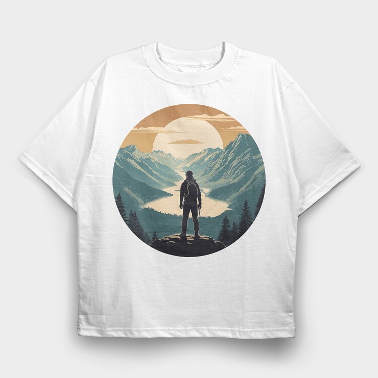 Hiking Nature Mountain, Tricou Oversize Barbati (Unisex)