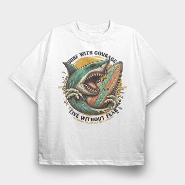 Surf With Courage, Tricou Oversize Barbati (Unisex)