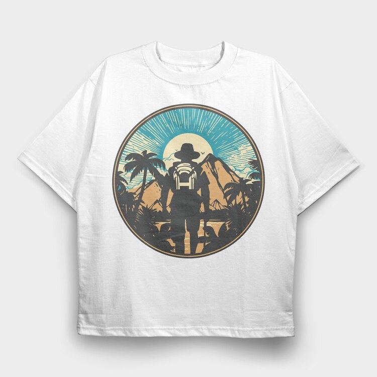 Hiking Palm Trees, Tricou Oversize Barbati (Unisex)