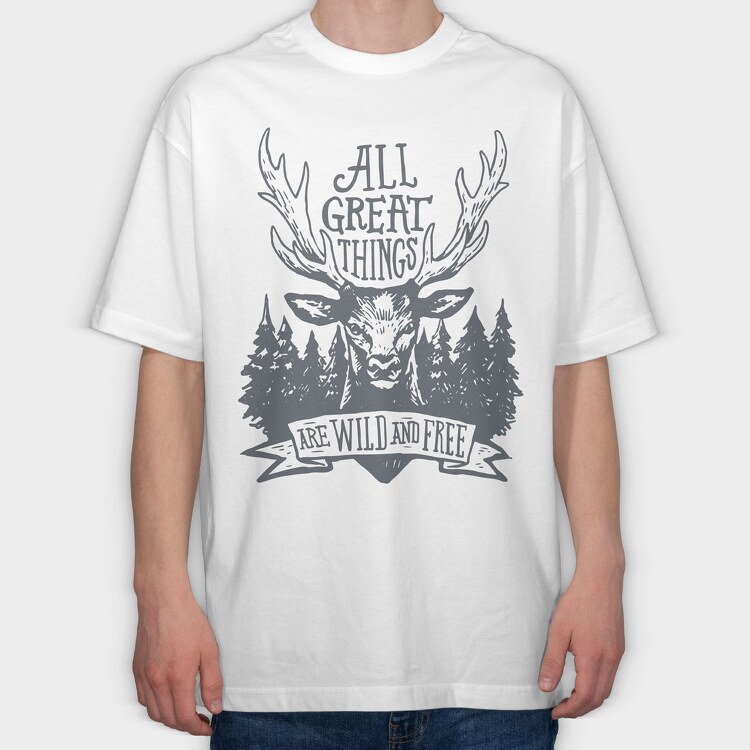 All Great Things Are Wild and Free 2, Tricou Oversize Barbati (Unisex)