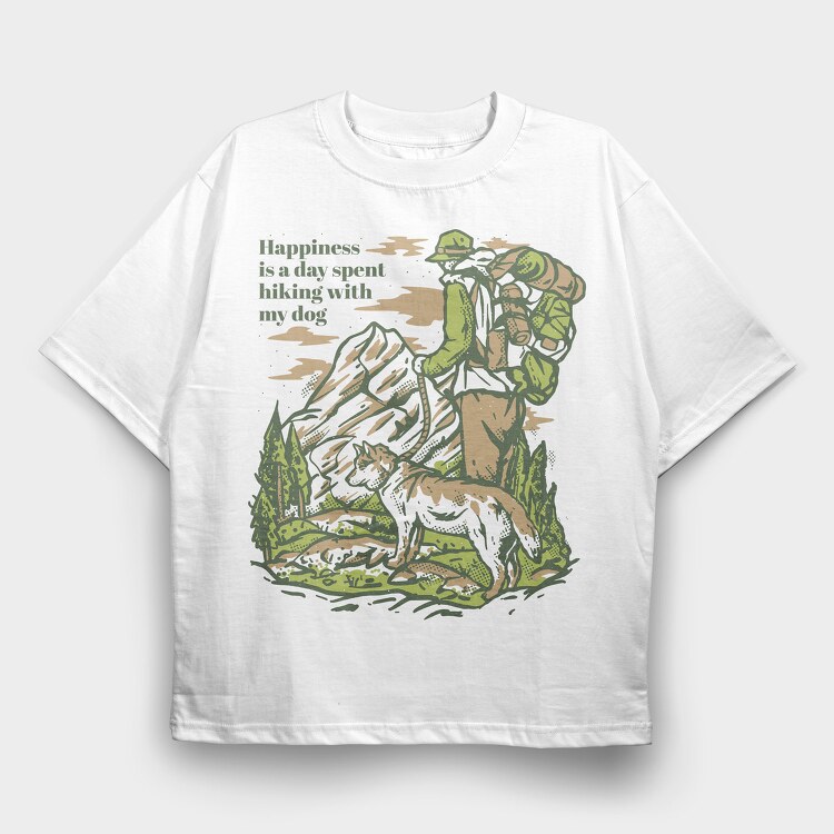 Hiking With My Dog, Tricou Oversize Barbati (Unisex)