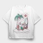 Surfer Santa Beer, Tricou Oversize Barbati (Unisex)