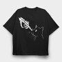 Cat Skeleton Hand, Tricou Oversize Barbati (Unisex)