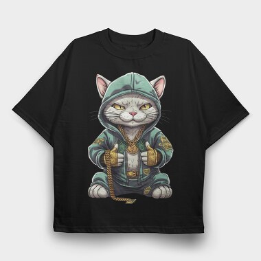 Hiphop Cat, Tricou Oversize Barbati (Unisex)
