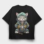 Hiphop Cat, Tricou Oversize Barbati (Unisex)