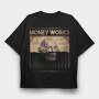 Money Works Bill Skull, Tricou Oversize Barbati (Unisex)