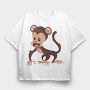 Chibi Monkey Fun, Tricou Oversize Barbati (Unisex)