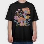 Hippie Flower Mushroom, Tricou Oversize Barbati (Unisex)