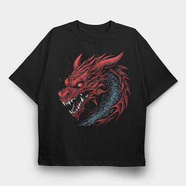 Red Dragon, Tricou Oversize Barbati (Unisex)