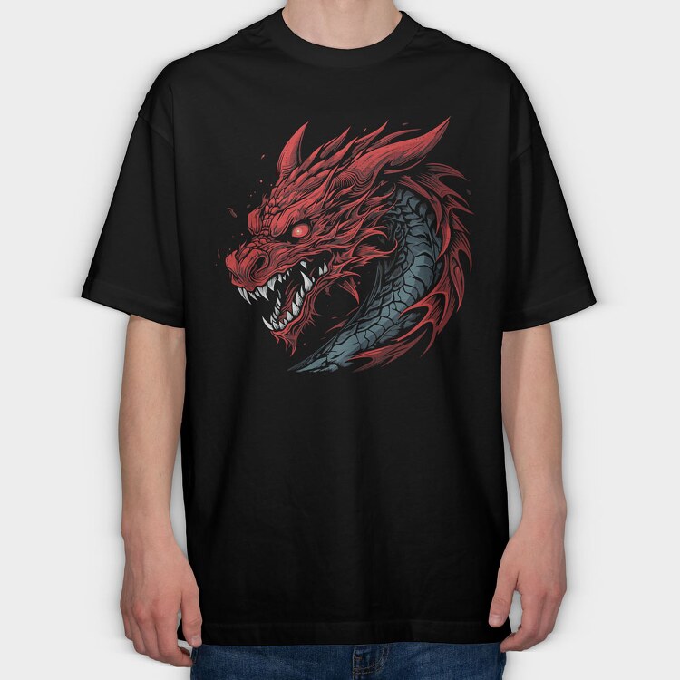 Red Dragon, Tricou Oversize Barbati (Unisex)