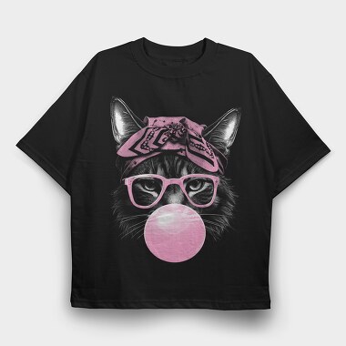Cat Sunglassesd Bubblegum, Tricou Oversize Barbati (Unisex)