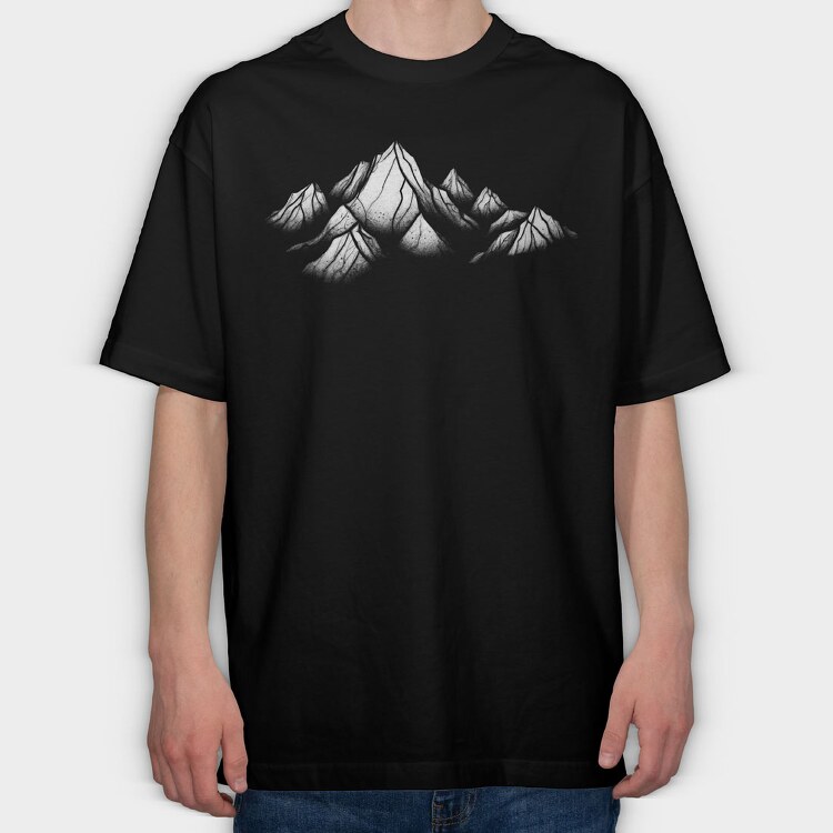 Drawn Mountains, Tricou Oversize Barbati (Unisex)