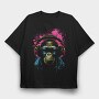 Monkey Headphones Portrait, Tricou Oversize Barbati (Unisex)