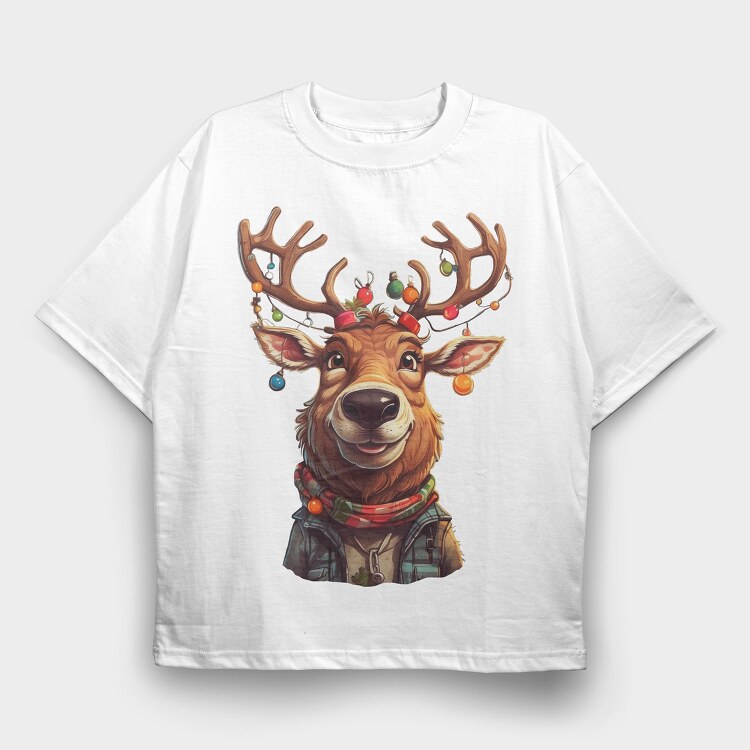 Reindeer Christmas Funny, Tricou Oversize Barbati (Unisex)