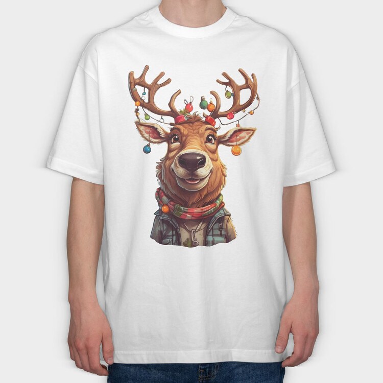 Reindeer Christmas Funny, Tricou Oversize Barbati (Unisex)