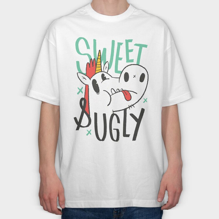 Sweet Ugly Unicorn, Tricou Oversize Barbati (Unisex)