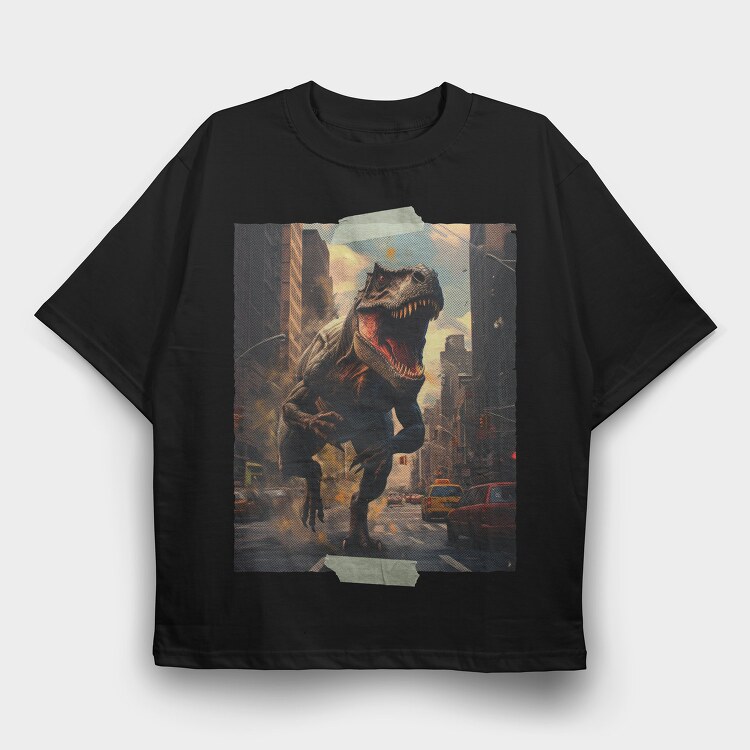 T Rex Graphic, Tricou Oversize Barbati (Unisex)