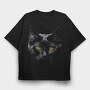 Monochrome Cat Contrast Yellow Eyes, Tricou Oversize Barbati (Unisex)