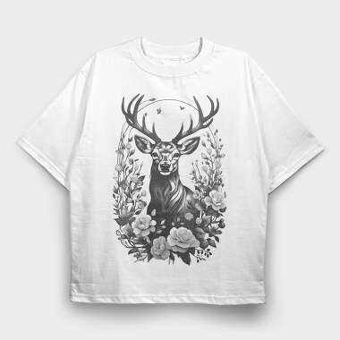 Reindeer Flowers, Tricou Oversize Barbati (Unisex)