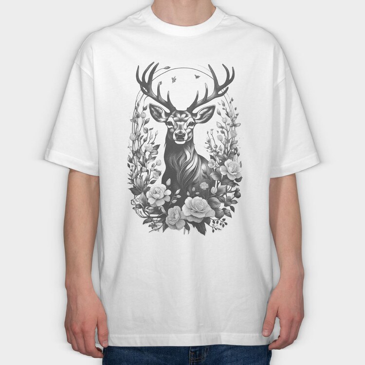Reindeer Flowers, Tricou Oversize Barbati (Unisex)