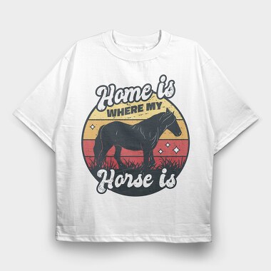 Home Horse, Tricou Oversize Barbati (Unisex)