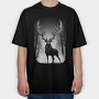 Reindeer Monochochrome Christmas, Tricou Oversize Barbati (Unisex)