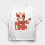 Cat Ukelele, Tricou Oversize Barbati (Unisex)