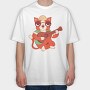 Cat Ukelele, Tricou Oversize Barbati (Unisex)