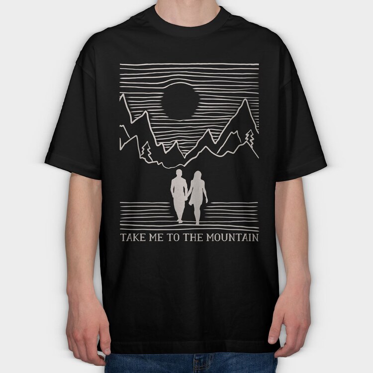 Take Me to the Mountain Monochrome, Tricou Oversize Barbati (Unisex)