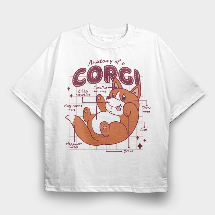 Anatomy of a Corgi, Tricou Oversize Barbati (Unisex)