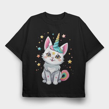 Cat Unicorn, Tricou Oversize Barbati (Unisex)