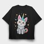 Cat Unicorn, Tricou Oversize Barbati (Unisex)