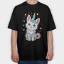 Cat Unicorn, Tricou Oversize Barbati (Unisex)
