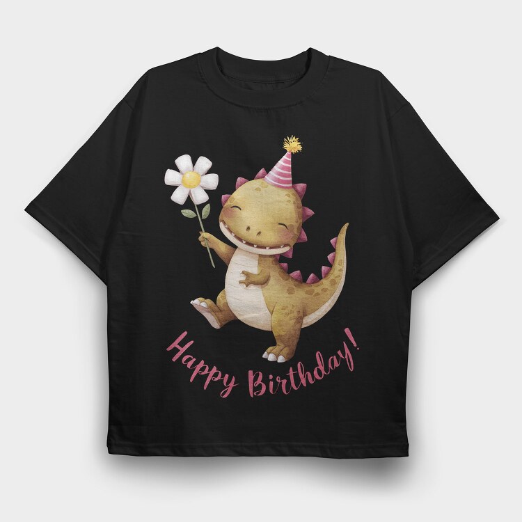 Birthday Dino Party, Tricou Oversize Barbati (Unisex)