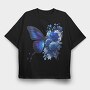 Blue Butterfly Roses, Tricou Oversize Barbati (Unisex)