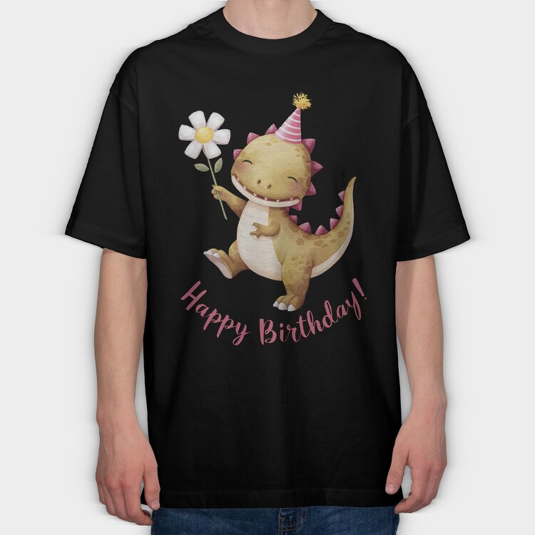 Birthday Dino Party, Tricou Oversize Barbati (Unisex)