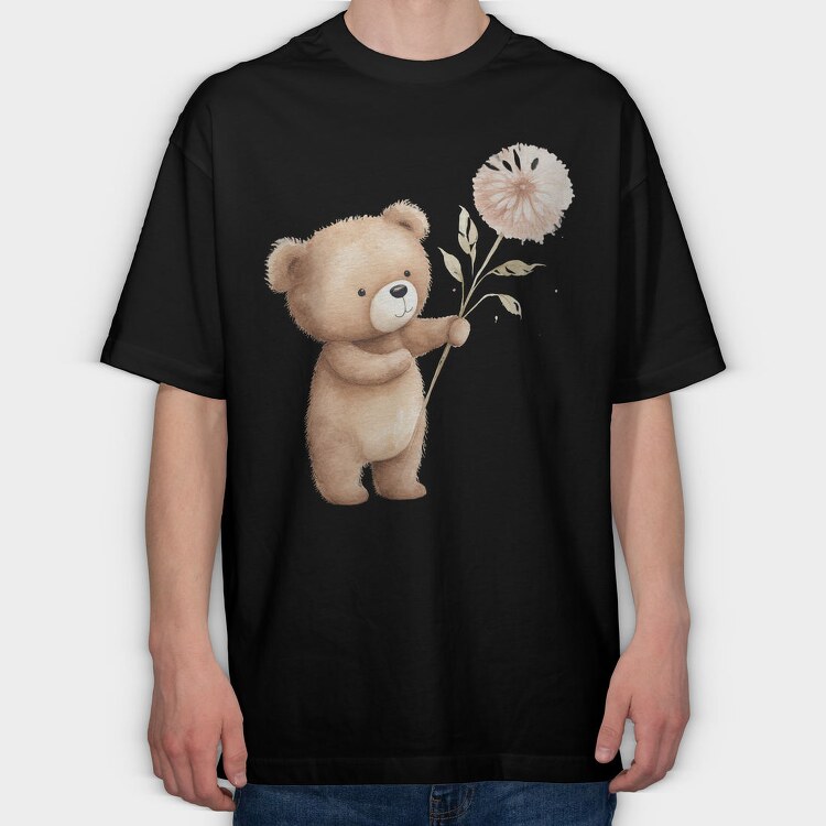 Boho Bear Flower, Tricou Oversize Barbati (Unisex)