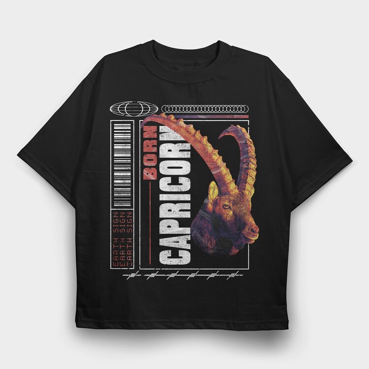 Horoscope Capricorn, Tricou Oversize Barbati (Unisex)