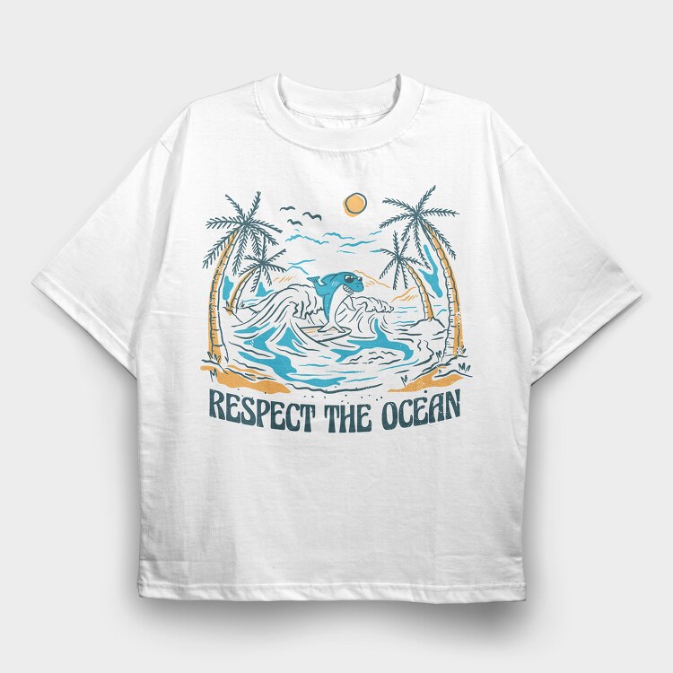 Respect the Ocean, Tricou Oversize Barbati (Unisex)
