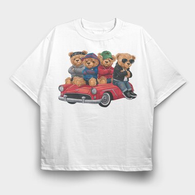 Bears In Car, Tricou Oversize Barbati (Unisex)