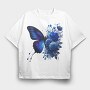 Blue Butterfly Roses, Tricou Oversize Barbati (Unisex)