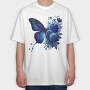 Blue Butterfly Roses, Tricou Oversize Barbati (Unisex)