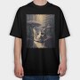 Cat With Alien Spaceships, Tricou Oversize Barbati (Unisex)