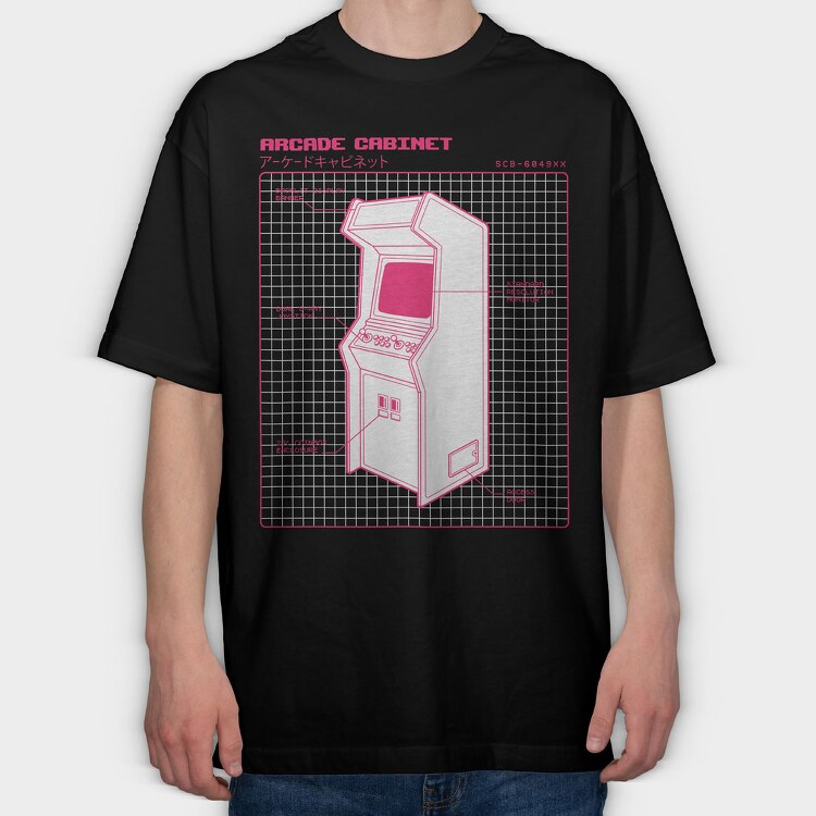 Retro Arcade Cabinet, Tricou Oversize Barbati (Unisex)