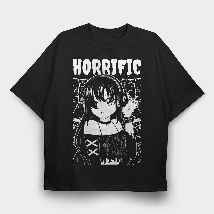 Horrific Dark Anime Girl, Tricou Oversize Barbati (Unisex)