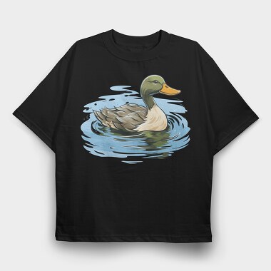 Duck on Water, Tricou Oversize Barbati (Unisex)